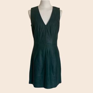 Bod & Christensen Dark Forest Green Leather Anya Mini Dress Size 6